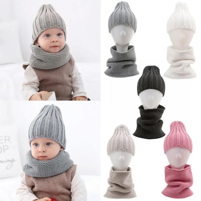 2Pcs Baby Hat Scarf Set Bear Cat Winter Spring Autumn Warm Knit Cap Bonnet Kids Boy Girl Caps Boys Girls Crochet Beanie | Детская одежда