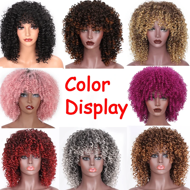 AISI HAIR афро кудрявый парик смешанные коричневые и Омбре блонд синтетический