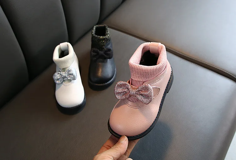 COZULMA/Детские модные ботинки с переворачивающимся краем; Крючки для девочек; повседневная обувь; Детские ботильоны с плюшевой подкладкой; размеры 21-30