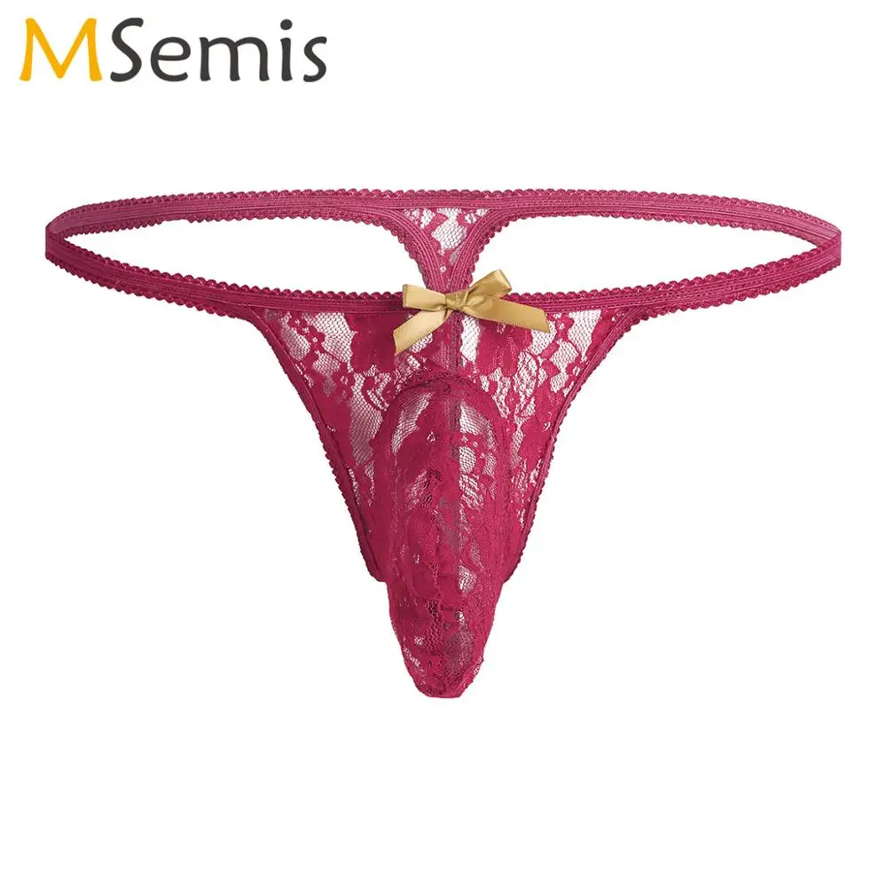 CHICTRY Mans G-String Elastic Ruffled Trimming Sissy Pouch Underwear Panties