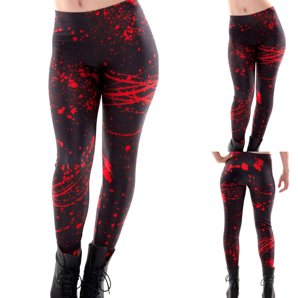 Women's Halloween Leggings Print High Waist Yo-ga Running Sports Pants Joggng Ladies Workout Fitness Legging Sweatpants Trousers