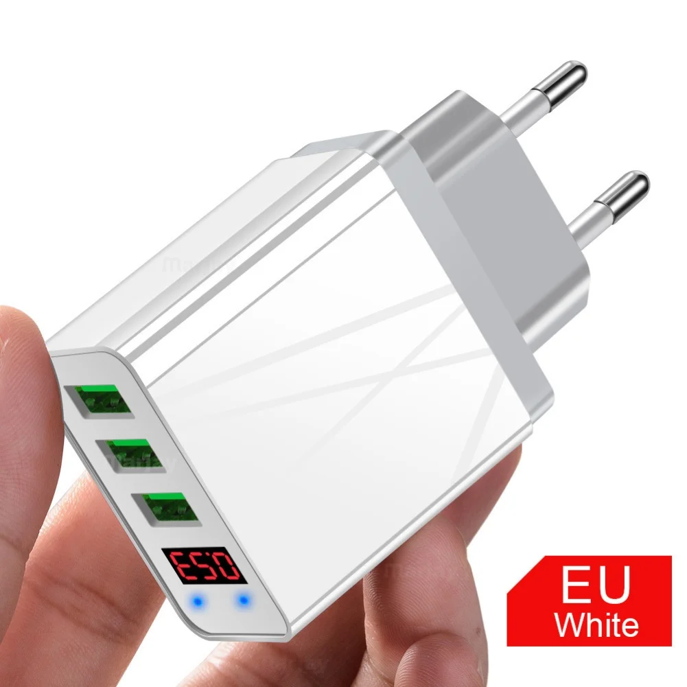 Usb быстрое зарядное устройство портативное 3.1A 3 USB порта цифровой дисплей адаптер для телефона планшета для мобильного телефона зарядное устройство EU/US штекер зарядки