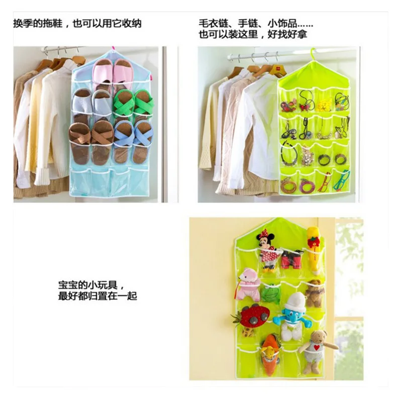 Manufacturers Direct Selling Dormitory Transparent 16 Lattice Storage Bag Door Hanging Storage Bag Hanging Bag Wardrobe Hanging