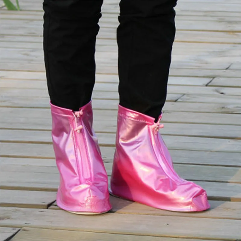 Водонепроницаемый чехол для обуви многоразовый силиконовый чехол непромокаемые сапоги комплект Нескользящие рыболовные резиновые сапоги Унисекс Легкие бахилы - Цвет: Красный