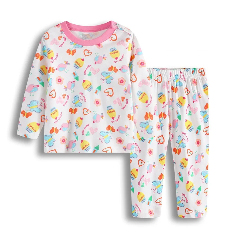 Пижамные костюмы для маленьких девочек; Пижама для новорожденных из мягкого хлопка; пижамы с героями мультфильмов для малышей; одежда для сна; комплекты одежды с длинными рукавами - Цвет: 1