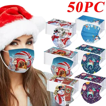 

50 PCS Adult's Face Mask Disposable Facemask Animal Printed Dust Proof Cute Cartoon 3Ply Ear Loop Mouth Cover Maschere
