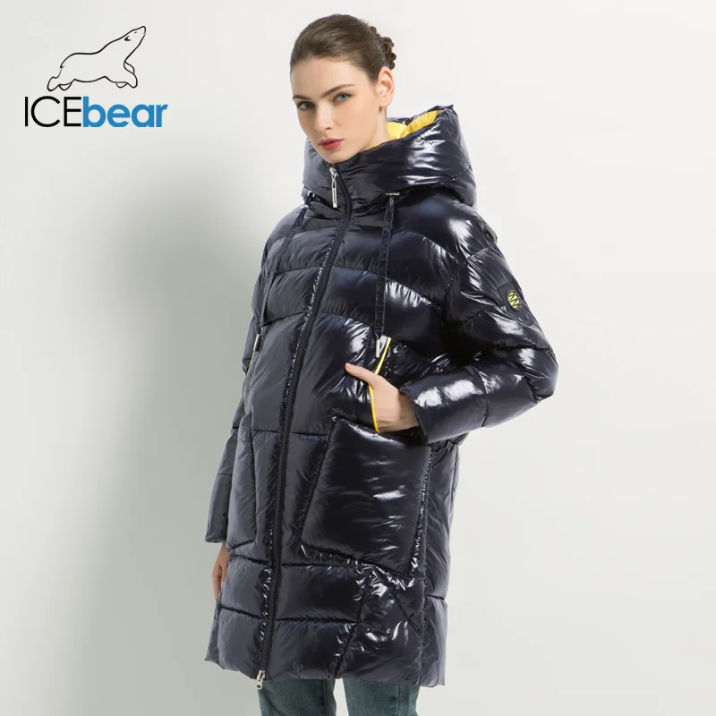 ICEbear новое зимнее женское пальто Женская куртка с капюшоном на молнии теплые пальто повседневные женские парки GWD19504I