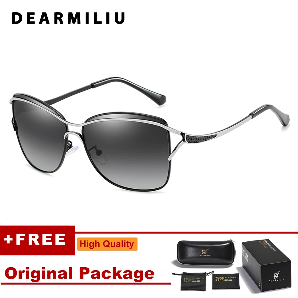 DEARMILIU роскошные женские поляризованные женские очки для вождения негабаритных солнцезащитных очков, UV400 Gafas De Sol Shades для женщин - Цвет линз: Black 1