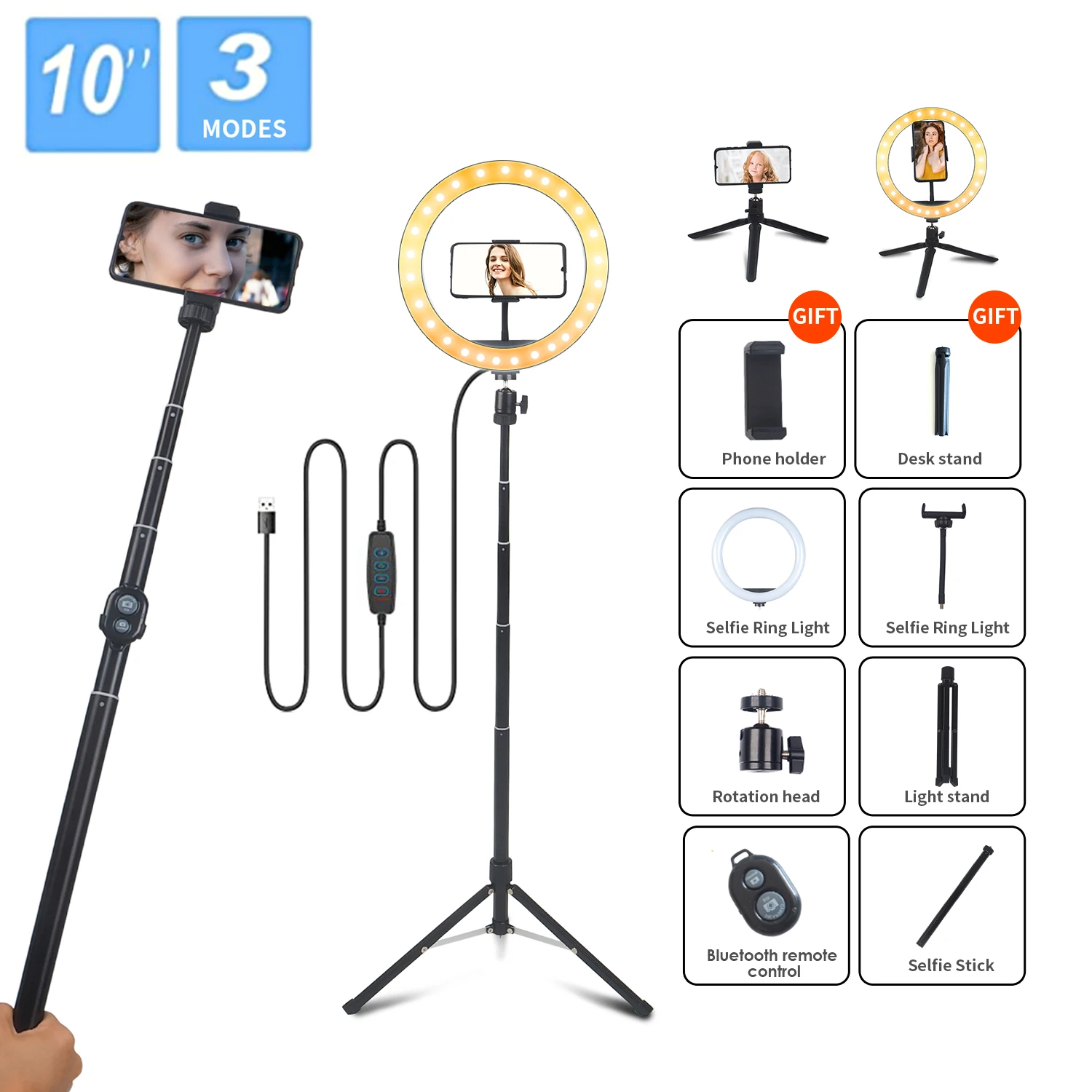 26 см светодиодный кольцевой светильник с подставкой Bluetooth Камера видео