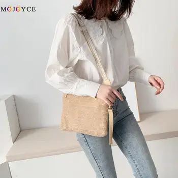 

Women Straw Shoulder Handbags Weave Beach Female Messenger Clutch Tote Bags