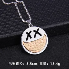  Fashion Hip Hop Rock Men Necklace Stainless Steel Smiley Face Pendant Chain Luxury Couple Exquisite Jewelry Gift 