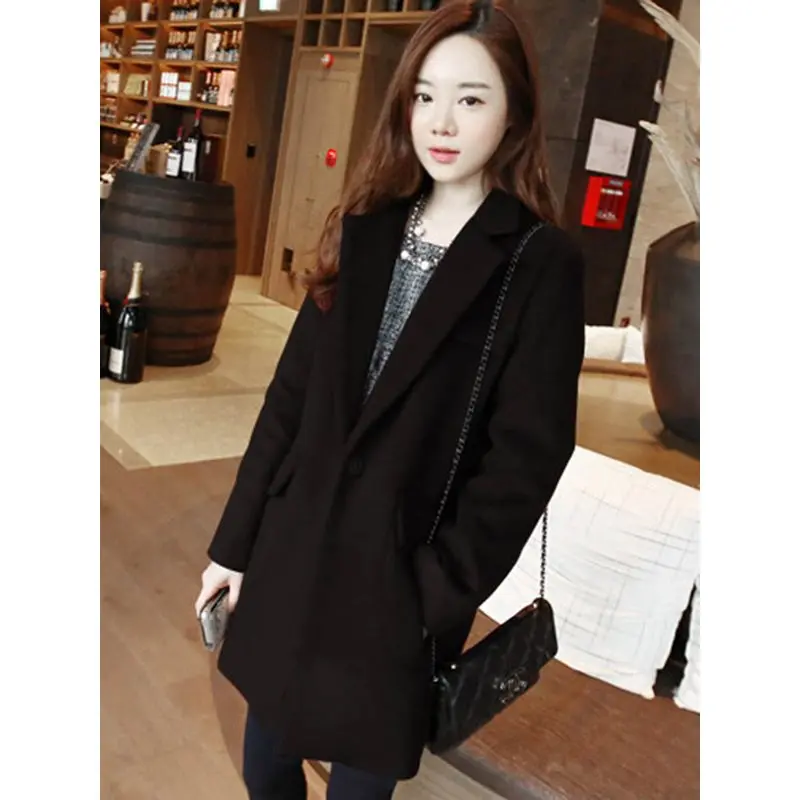 Женский шерстяной Тренч в винтажном стиле винтажный тренч черного цвета Осеннее