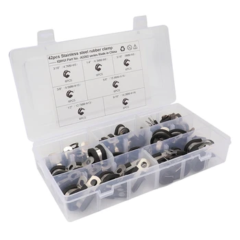 

Cable Clamps Assortment Kit 42 Pcs Stainless Steel Rubber Cushion Pipe Clamps Assorted in 7 Size 3/16 inch 1/4 inch 5/16 inch 3/