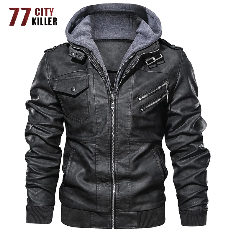 77City Killer, зимняя мотоциклетная кожаная куртка, Мужская ветровка с капюшоном, Куртки из искусственной кожи, верхняя одежда, пальто из искусственной кожи, мужской дропшиппинг