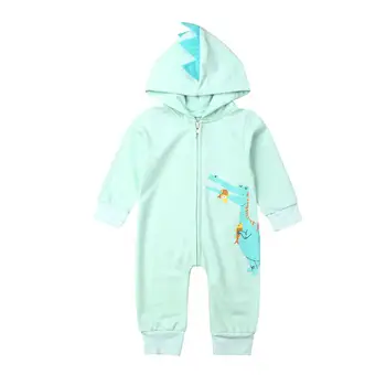 

0-18M Kids Baby Boys Girls Dinosaur Romper Newborn Long Sleeve Zipper Romper Autumn Winter Outfit Infant Toddler Baby Clothes