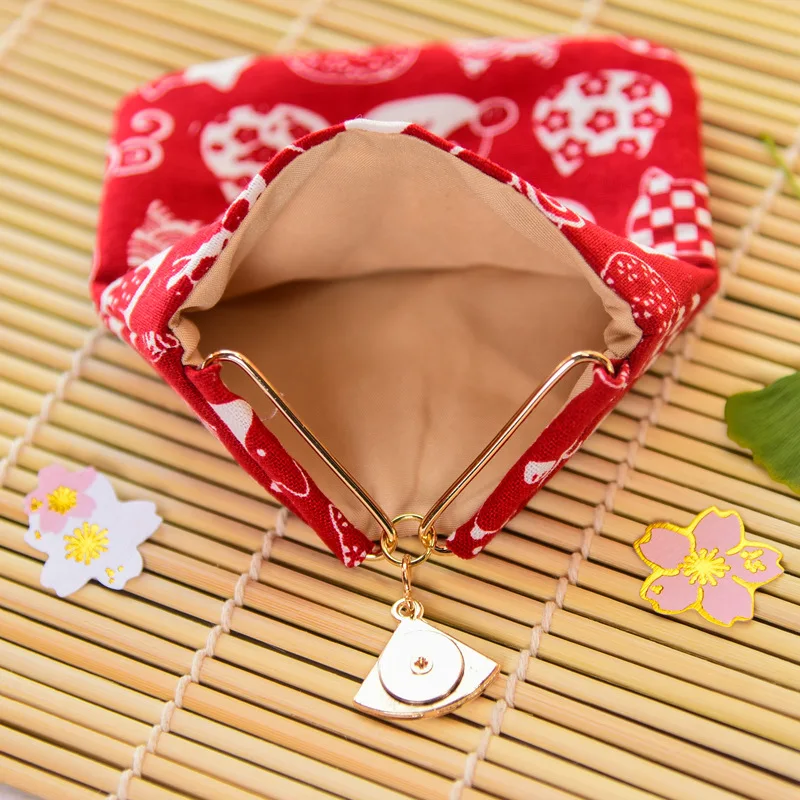 

Japanese-style Cotton Linen Wallet Retro Small Rice Roll Fabric Purse Women's Small And Wind Fresh Mouth Golden Key Purse