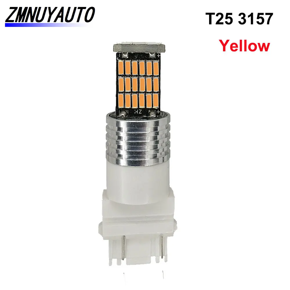 T20 лампа 7440 7443 Led W21W W21/5 W светодиодные лампы 45SMD 4014 авто DRL поворотник светильник T25 3156 3157 P27/7 W лампы Белый Красный янтарь - Испускаемый цвет: T25 3157 Yellow