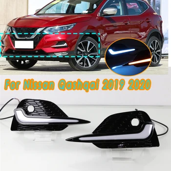 

COOYIDOM 1Pair For Nissan Qashqai 2019 2020 LED Daytime Running Light Dynamic Turn Yellow Signal Car DRL 12V LED Fog Lamp