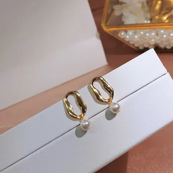 

S925 Silver All Pure Natural Freshwater Pearl Ear Nails Girls Earrings Simple Personality Fashion Tidal Delicate and ear studs