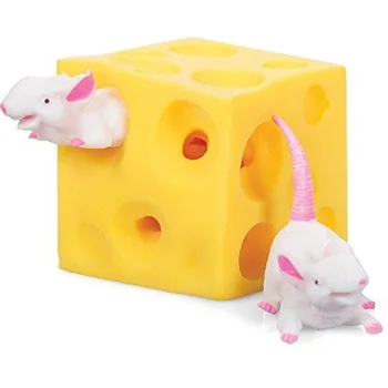 

Funny Mice and Cheese finger Squeeze Toys Slime Extrusion Stretchy Mice Hide In Cheese Hole Block Latex Stressbusting Fidget Toy