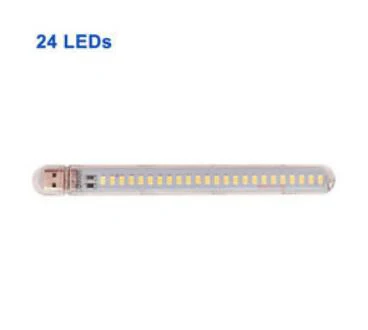 Портативный мини USB светодиодный ночник 24 светодиодный светильник для кемпинга для чтения лампа компьютер-лэптоп ноутбук мобильные зарядное устройство теплый белый - Испускаемый цвет: 24LEDS