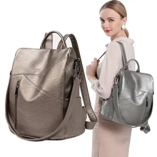 

Women's Shoulder Bag Pu Leather Laptop Luxury Fashion High Quality Travel School Student Backpack