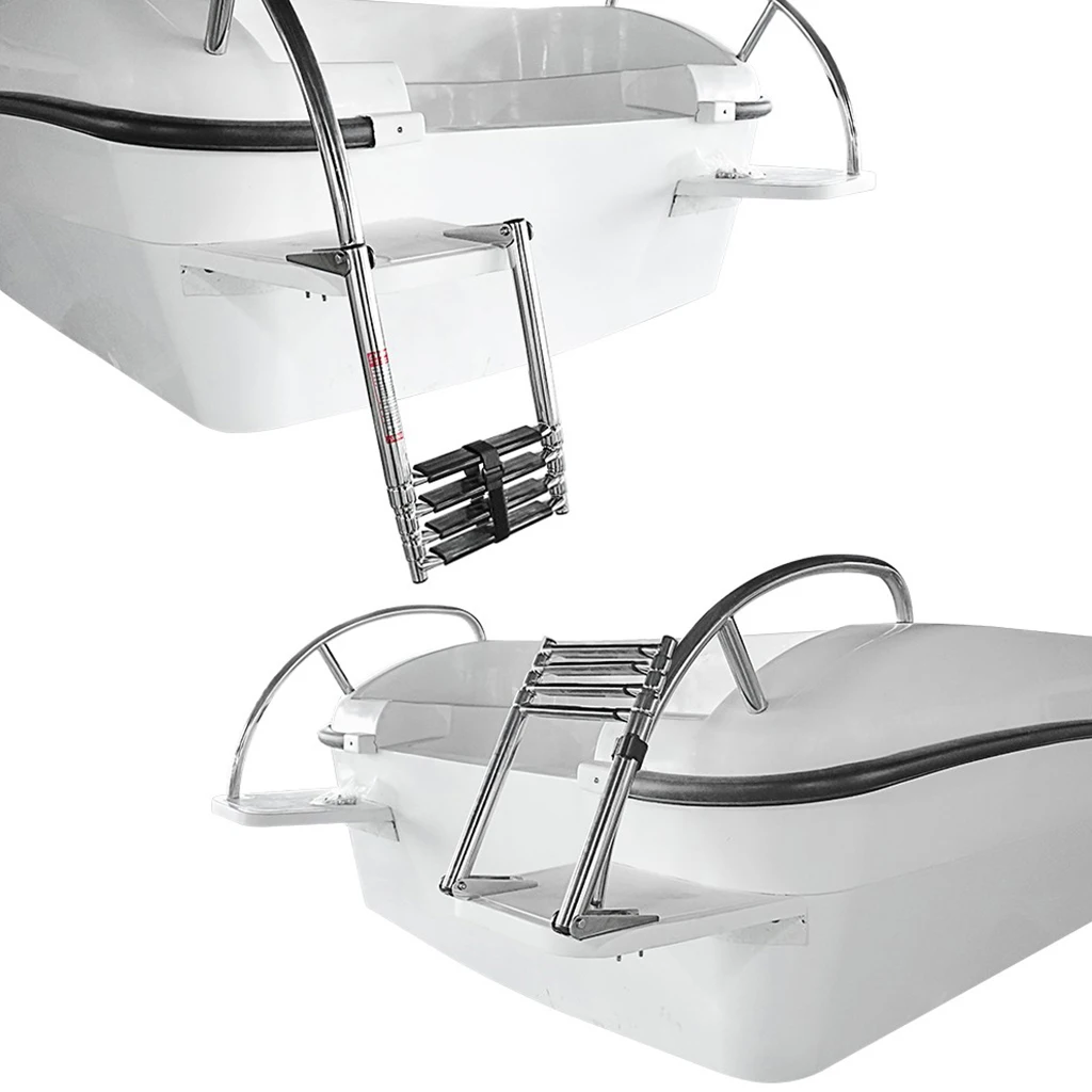 4 Steps Stainless Steel Telescoping Folding Ladder For Boat Marine Yacht 4 Steps Stainless Steel Telescoping Folding Ladder For Boat Marine Yacht