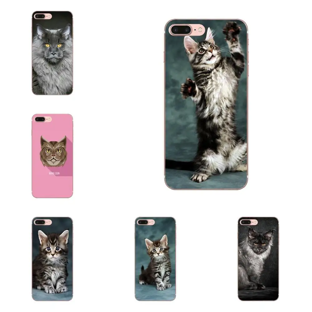 

Pet Maine Coon Cat Silver Drawing TPU For Apple iPhone X XS Max XR 4 4S 5 5C 5S SE 6 6S 7 8 Plus