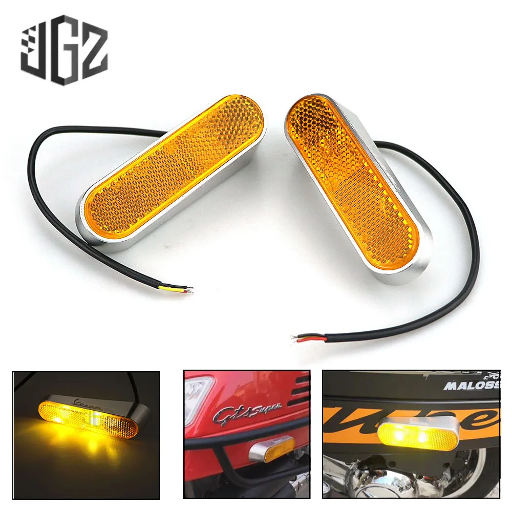 

Motorcycle Scooter LED Side Yellow Turn Signal Lights CNC Indicator Left Right Lamp For VESPA GTS 300 SPRINT 150 PRIMAVERA 150