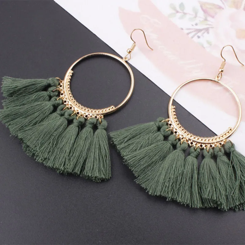 

LOULEUR 2019 Bohemian Multicolor Long Tassel Earrings for Women Ethnic Sector Tassel Dangle Drop Earrings Fashion Women Jewelry