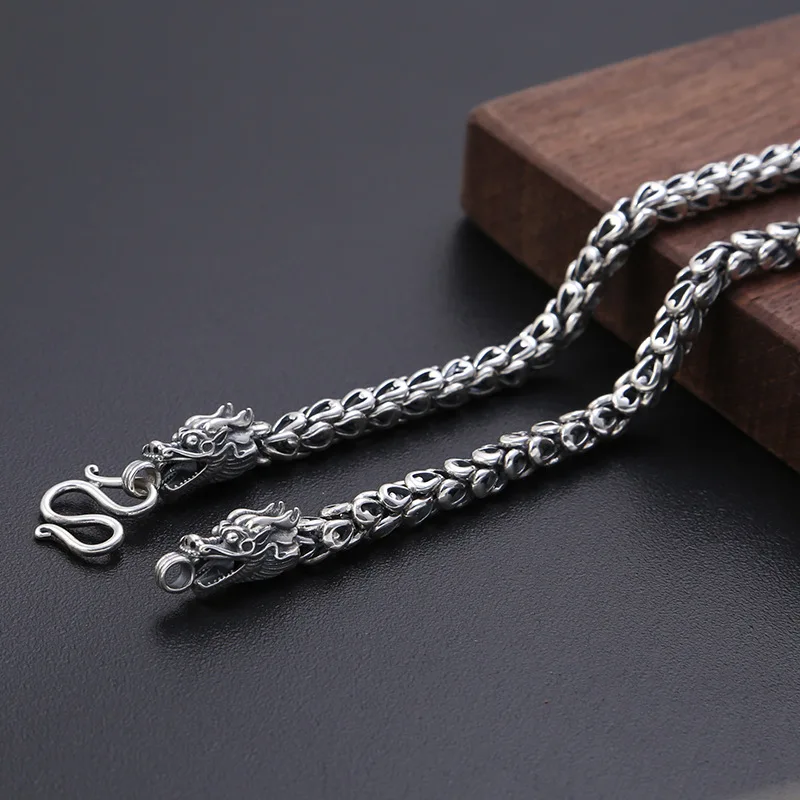 New 6mm Thick Initial Name Necklace 100% 925 Sterling Silver Color Men Dragon Scale Chain Fashion Necklace Pendant Long Jewelry - Necklaces - AliExpress