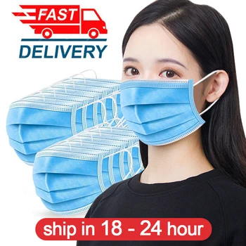 

Disposable Masks 50Pcs Mask 3-Ply Anti-Dust Meltblown cloth Nonwoven Elastic Earloop Mouth Face Masks