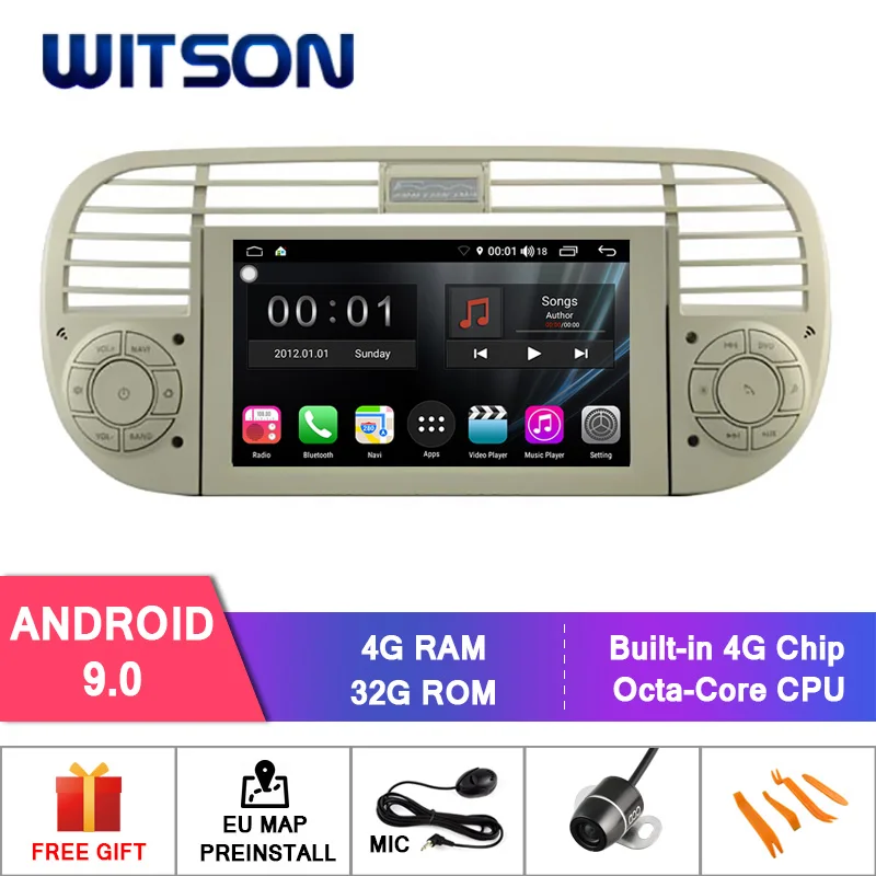 

WITSON S300 Android 9.0 CAR DVD for FIAT 500 8 Octa Core 4GB RAM 32GB flash NAVIGATION STEREO+GLONASS+WIFI/4G+DSP+DAB+OBD+TPMS