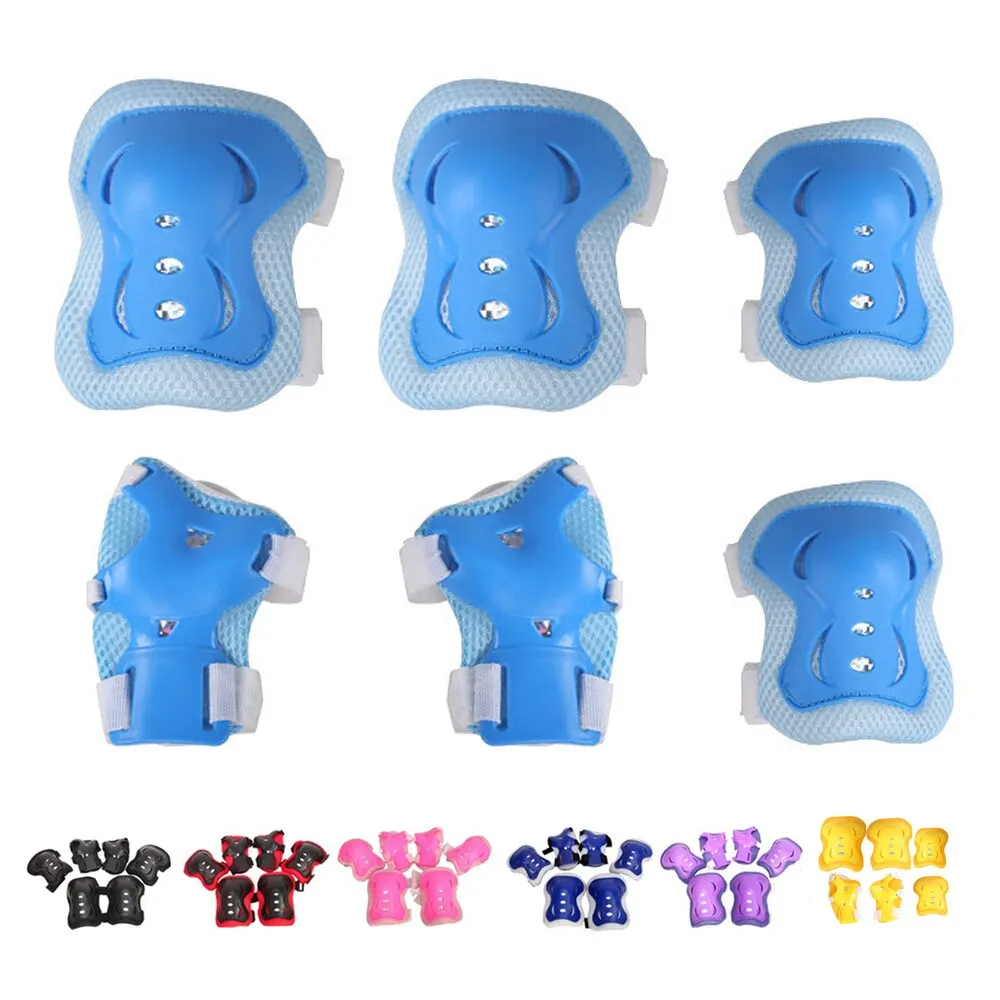 

Children's Skating Protective Gear Set 2 Guards + 2 Elbow Pads + 2 Knee Pads Durable Durable Protective Skating Protective Gear