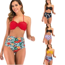 High Waist Swimsuit Women Sexy Bikinis Bathing Suits Summer Bandeau Swimsuit Floral Printed Bikinis Set Women 2020 Sexy Biquini High Waist Swimsuit Women Sexy Bikinis Bathing Suits Summer Bandeau Swimsuit Floral Printed Bikinis Set Women 2020 Sexy Biquini