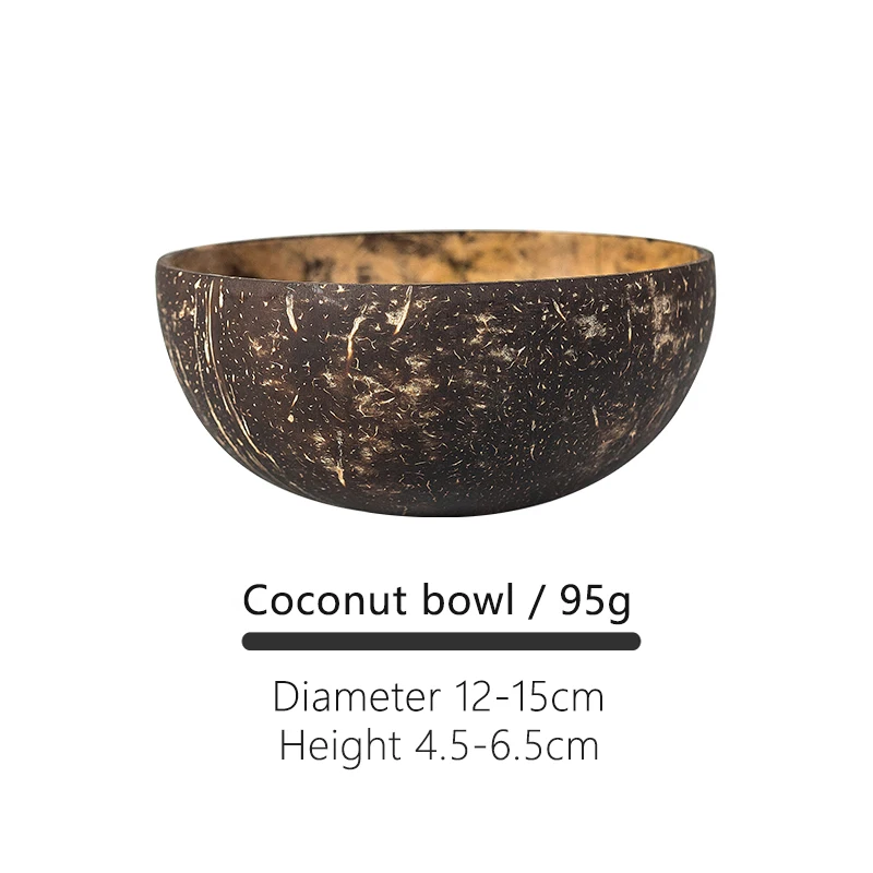 Natural Handmade Coconut Shell Bowl for dessert Soup fruit seeds Wood Fruit Bowl 