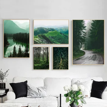 

Mountain Lake Forest Road Travel Quotes Wall Art Canvas Painting Nordic Posters And Prints Wall Pictures For Living Room Decor