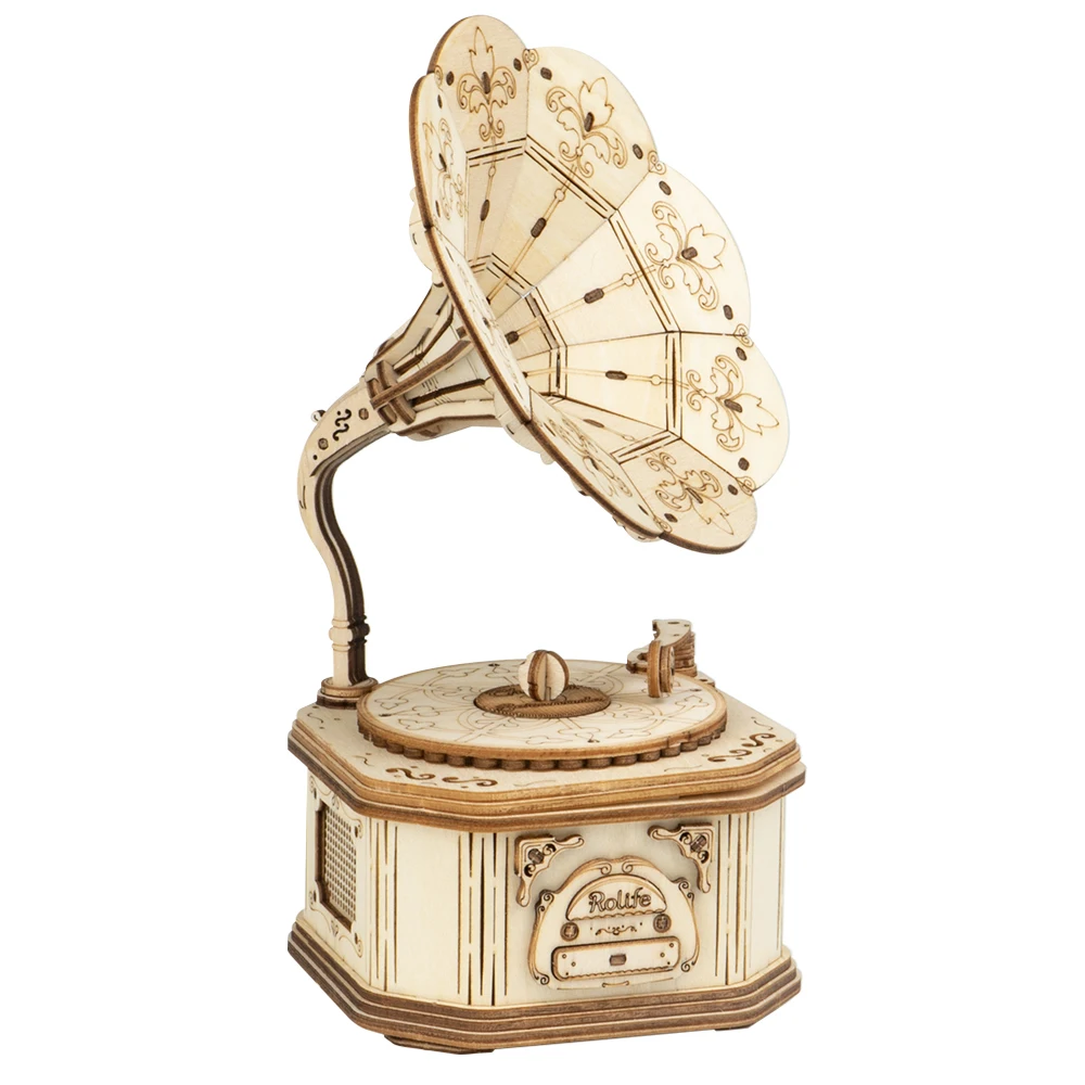 Robotime Stem Toys Wooden 3D Puzzle Gramophone 3d modeling building for Gift|Puzzles| - AliExpress