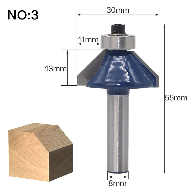 8 мм хвостовик фрезы по дереву фрезы прямой концевой фрезы триммер очистка заподлицо отделка угловая круглая бухта коробка биты инструменты - Длина режущей кромки: NO3