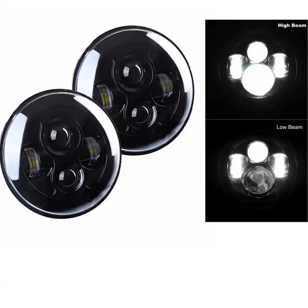 40w Headlight Black 2xFor Лада Нива 7 дюймов светодиодный головной светильник Hi/Low луч светильник Halo угол глаза DRL налобный фонарь для Jeep Wrangler Off Road 4x4 suzuki samurai - Цвет: 40w Headlight Black