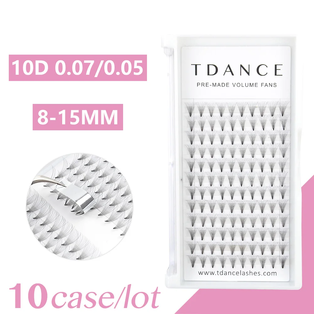 TDANCE 10 шт./лот ресницы для наращивания 10 d ресницы для наращивания 0,07 0,05 мм толщина предварительно веер русский объем ресницы для наращивания