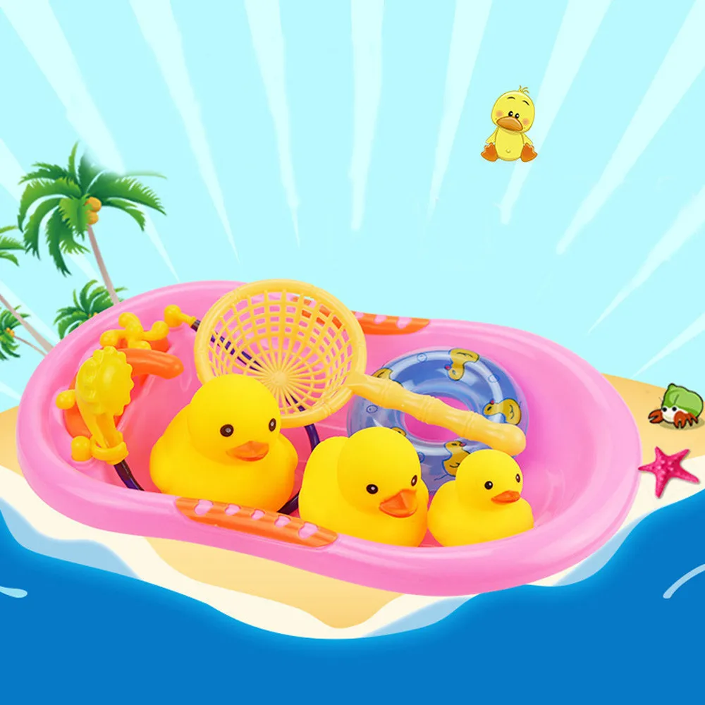 Забавные детские игрушки для душа, набор утки, Детские Игрушки для ванны, плавательный круг, игрушки для игры в мультики, милый маленький набор желтой утки, подарки для детей на день рождения