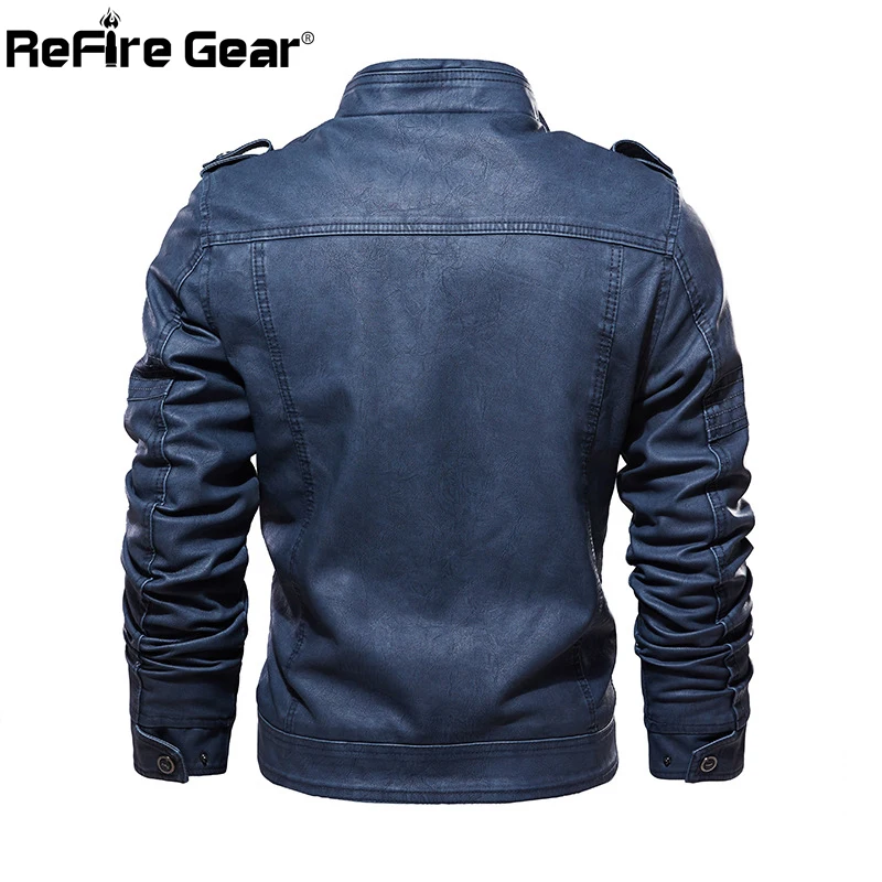 ReFire gear Bomber Куртки из искусственной кожи мужские зимние винтажные повседневные флисовые куртки мотоциклетные военные тактические пальто из искусственной кожи