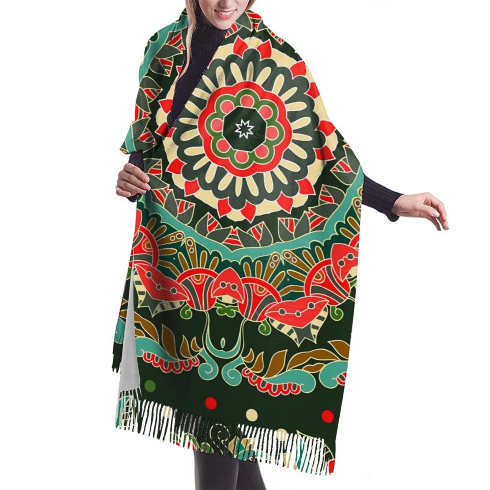 Custom On Demand New Women Muslim Head Scarf Shawls Bandana Style Pashmina Female Foulard Cashew Flowers Woman Hair Accessori