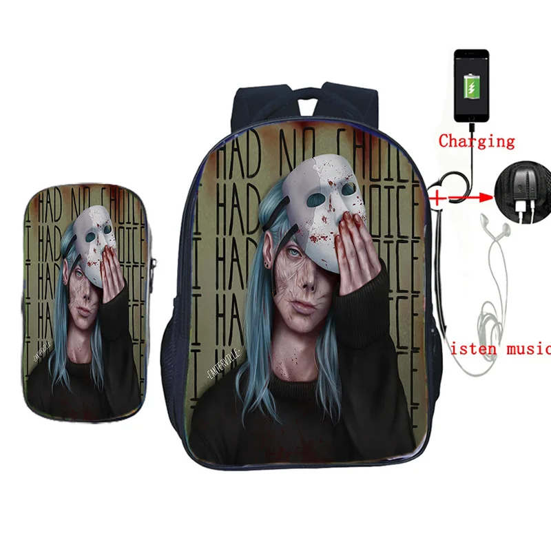 Для женщин и мужчин, usb зарядка, модный рюкзак для путешествия, сумки, Sally Face, мужской рюкзак для ноутбука, 2 шт. в комплекте, рюкзак для ноутбука для подростков