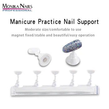 

False Nail Tip Stand Nail Art Apply Practice Home Manicure Magnetic Holder Training Display Crystal Alloy Showing Shelf Tools