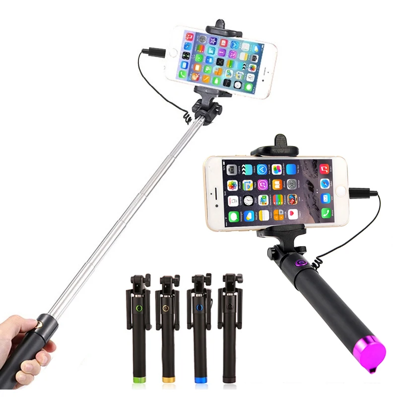 Palo de Selfie portátil extensible para iPhone, palo de Selfie portátil de 78CM para iPhone 12 Mini 11 Pro Max XS MAX XR X 10 8 Plus con cable