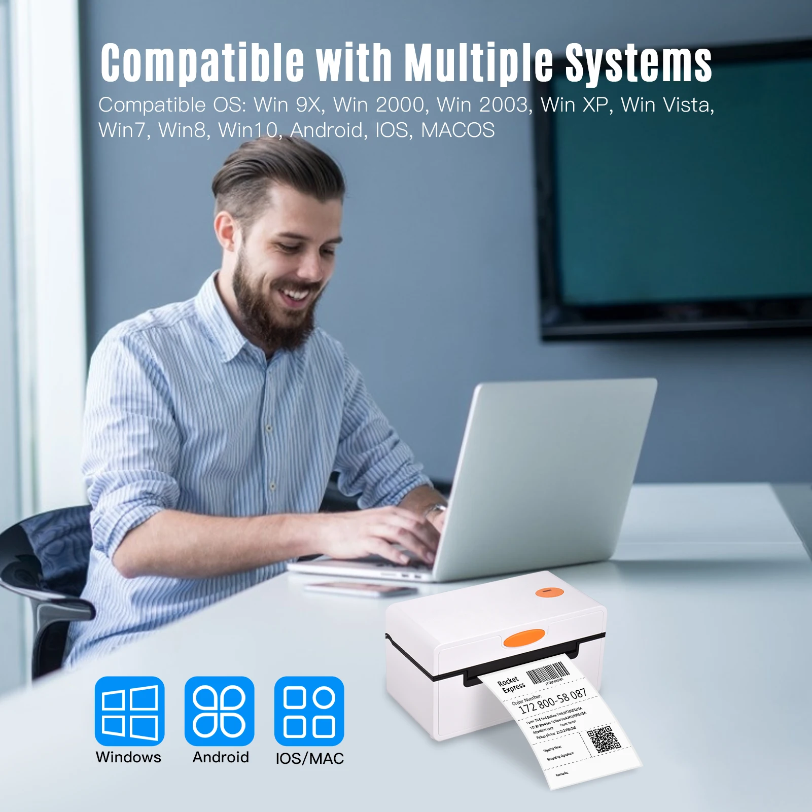 Desktop Thermal Label Printer untuk 4X6 Pengiriman Paket ...