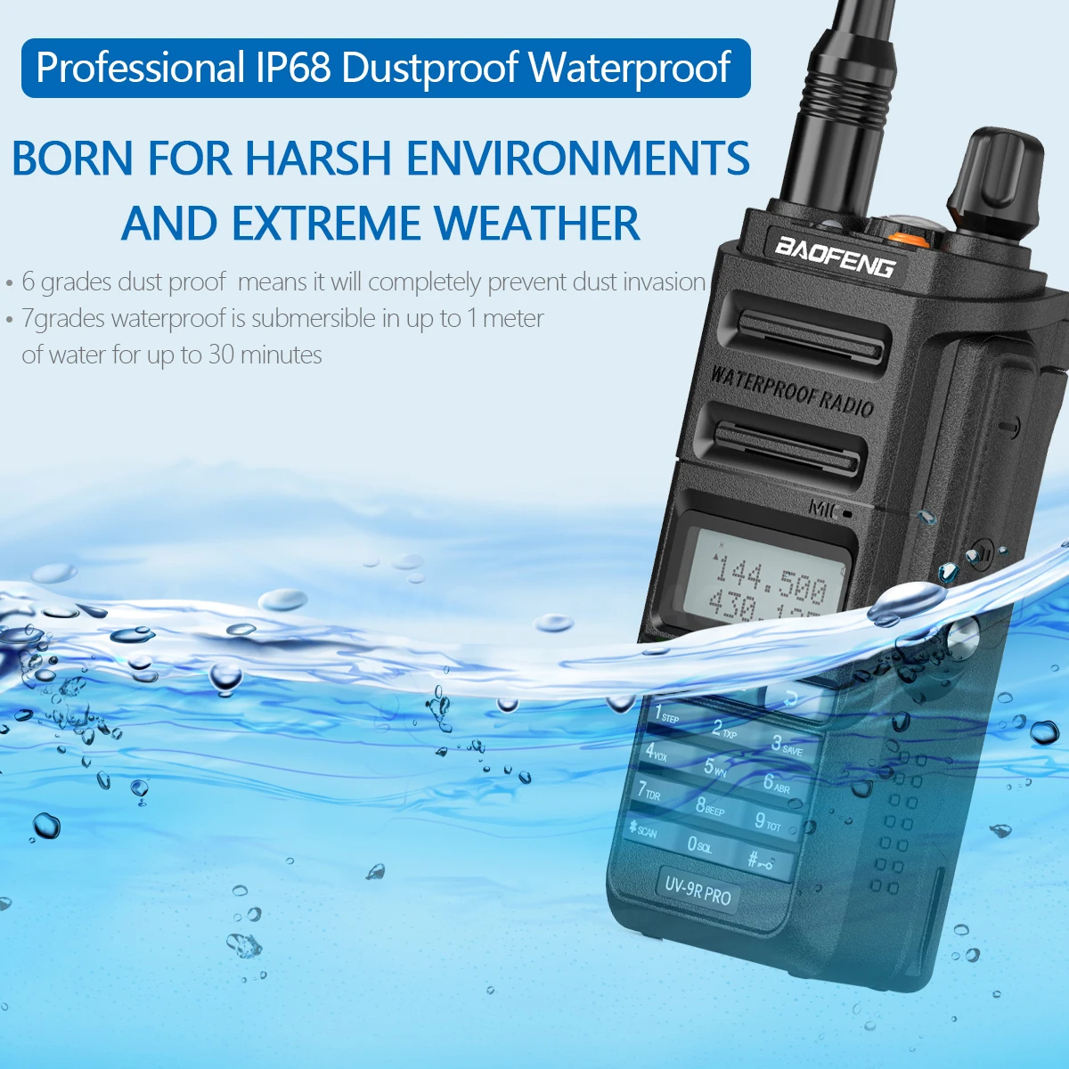 walkie talkie 5km range 2PCS Baofeng UV-9R PRO IP68 Waterproof Dual Band 136-174/400-520MHz Ham Radio Upgraded Of UV9R Walkie Talkie 50KM Range UV-XR best two way radios