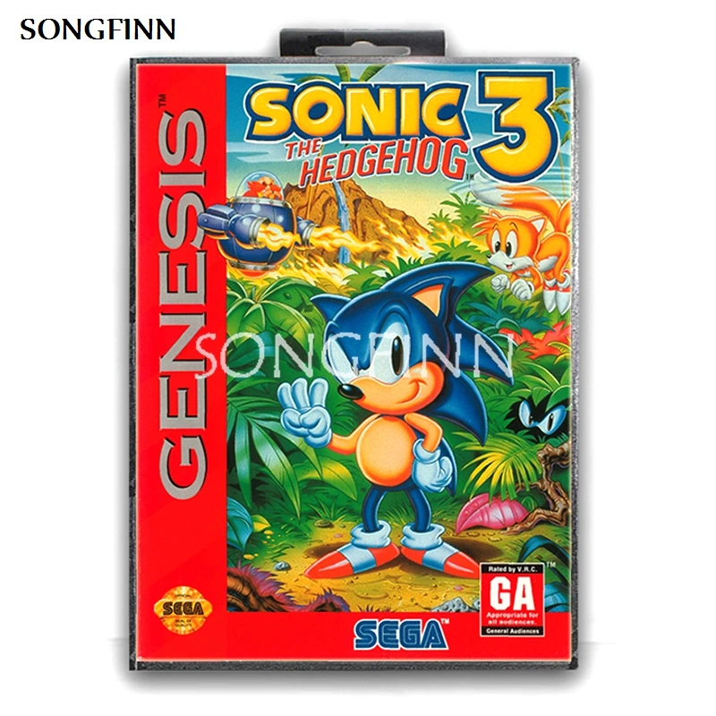 16 бит MD карта памяти с коробкой для sega Mega Drive для Genesis Megadrive-Sonic the Hedgehog 3